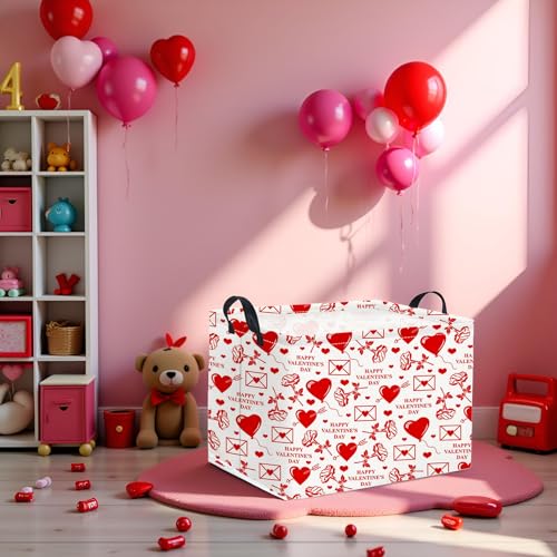 HIYAGON Rectangular Valentines Basket Fabric Storage Bin Storage Boxes Collapsible Storage Basket for Clothes Books Shelves Basket(Envelope Rose) - color: Envelope Rose