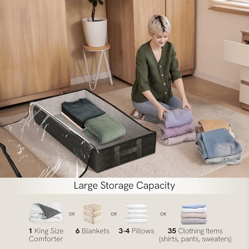 Reli. 90L Under Bed Storage Containers (4 Pack) | Closet Organizer with Clear Window | Underbed Storage Bins for Towels, Sweaters, Linens | Large Organizer for Closet (Black)