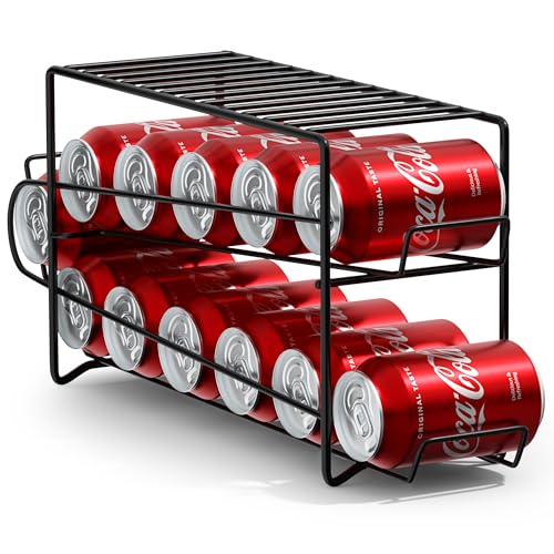 Sorbus Soda Can Rack Beverage Dispenser & Organizer for 12 Standard 12oz Cans - Refrigerator Compatible (1 Pack, Black) - color: Black, size: 1 Pack