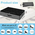 Under Bed Shoe Storage Organizer for Closet 2 Pack- Fits 24 Pairs Underbed Shoes Container Boxes with 2 Sturdy Handles and Clear Window,Foldable Shoe Rack Holder,Black - color: Black-24pairs, style: Regular Handle