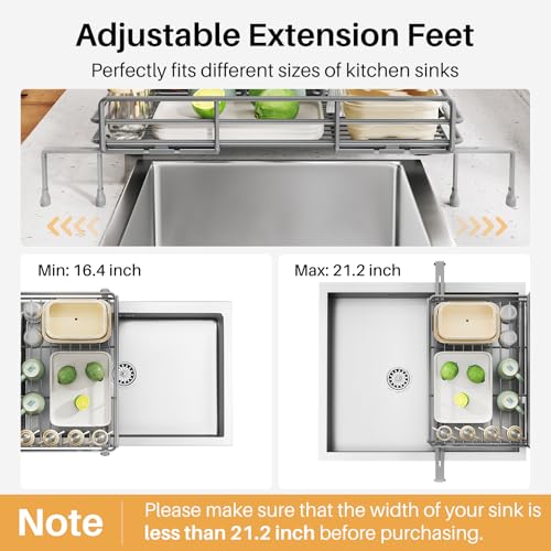 SNTD Dish Drying Rack - Extendable Dish Rack, Large Sink Drying Dish Drainer for Kitchen Counter, Stainless Steel Dish Strainer with Utensil Holder (Grey) - color: Gray