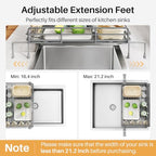 SNTD Dish Drying Rack - Extendable Dish Rack, Large Sink Drying Dish Drainer for Kitchen Counter, Stainless Steel Dish Strainer with Utensil Holder (Grey) - color: Gray