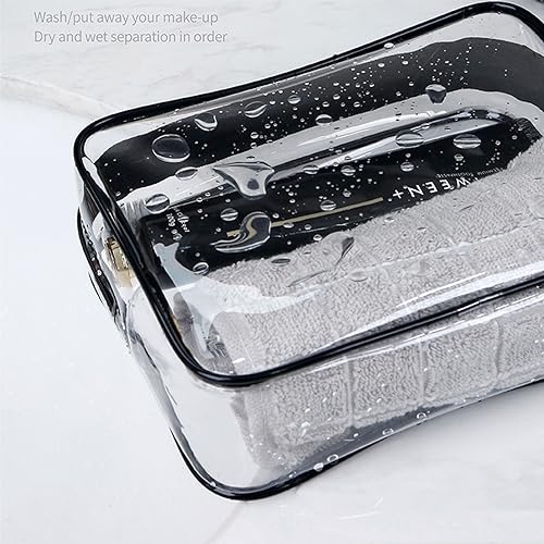 20 Packs Clear Cosmetics Bags for Women Men Waterproof Toiletry Bags PVC Makeup Bags Organizer Case with Zipper for Travel Bathroom (Black) - color: 20 Black Colors