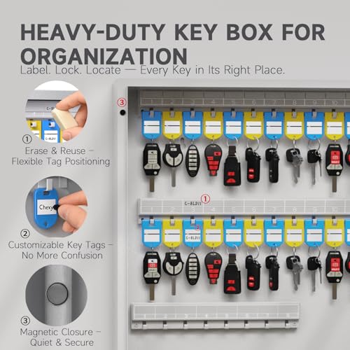 WeHere 104 Keys Lock Box Wall Mount with Key Drop Slot, APP Bluetooth/OTP/Wi-Fi/Fixed Code/Key Unlock, Smart Large Key Cabinet Key Return Box for Hotel,Car Dealerships,Realtors,Office - size: 104 Key(smart)