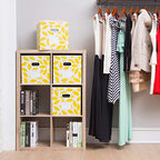 MAX Houser Fabric Storage Bins Cubes Baskets Containers with Dual Plastic Handles for Home Closet Bedroom Drawers Organizers, Foldable, Set of 4 (Yellow) - color: 28 yellow