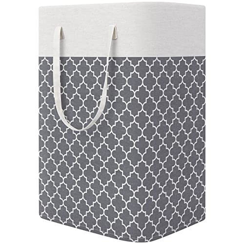 StorageRight Laundry Basket Hamper Large Collapsible Laundry Hamper with Easy Carry Handles，Freestanding Clothes Hampers for Laundry, Bedroom, Dorm, Clothes, Towels, 75L, Clover Grey - color: Clover Grey, size: 75L