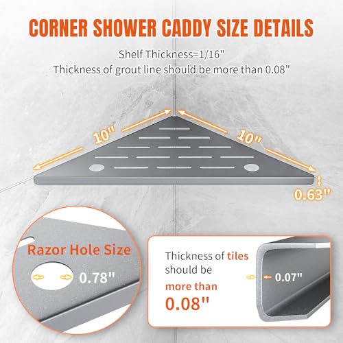 Corner Shower Shelves with Rozar Hole,Rustproof Stainless Steel Corner Shower Caddy Organizer Modern Sturdy Shower Shelf for Inside Shower 10" Large Capacity No-Drill Rack Storage Bathroom Accessories - color: 3-silver