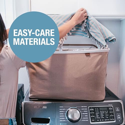 CleverMade Collapsible Laundry Basket LUXE 2 Pack – 60 L (16 Gal) Foldable Cotton Blend Clothes Hamper with Vegan Leather Accents, Reinforced Handles, Space Saving Laundry Bin Holds 55 lbs - Navy - color: Navy Noir