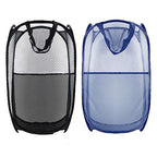 Collapsible Pop Up Laundry Hamper, Extra Large Mesh Foldable Laundry Basket Bag, 28" x 16" x 16", 2 Pack (Black + Blue) - color: 2P Black+Blue