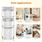 3-Tier Laundry Hamper Sorter, Removable Vertical Rolling Laundry Baskets Stand with Wheel, Stackable Dirty Clothes Cart Organizer and Storage for Small Space, Dorm, Closet, Bathroom (3-Tier)
