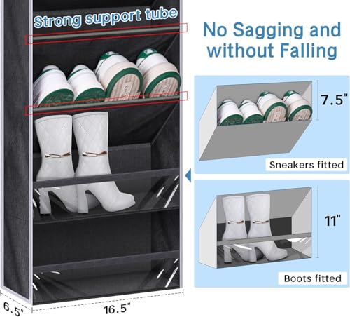 KEETDY Over The Door Shoe Rack for Door Fit 20 Pairs Sneakers Large Hanging Shoe Organizer for Closet Storage Boots, Black - color: Black, size: 64"
