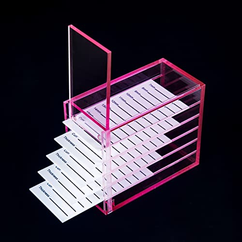 Lash Organizers and Storage, Upgrade design red Small 5-Layer Lash Trays for Lash Extensions with magnet cover, Transparent lash tray Organizer, Eyelash Storage Box - color: Pink-Upgrade