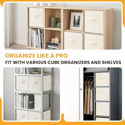Criusia Large Storage Cubes, 13 Inch Cube Storage Bins for Shelves Closet Nursery Bedroom - 10 Pack Collapsible Storage Baskets with Handles - Fabric Bins for Organizing Clothes Blanket Toys (Beige) - color: Beige, size: 10 Pack - 13 inches