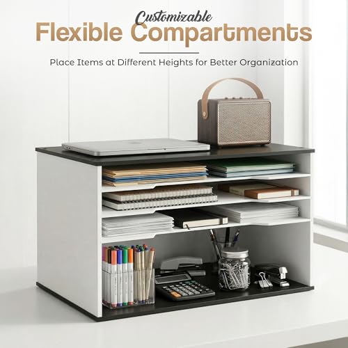 12x18 Construction Paper Organizer, 6-Tier Wooden Flat File for 11x17 & A3 Sheets | Large Durable wood composite organizer Paper Storage for Classroom, Office & Art Room | Black & White| - size: 6 tiers Black & White 20.25"W x 12.25"H x 13.25"D
