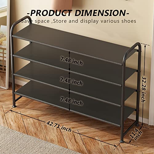 INGIORDAR Shoe Rack 4 Tier Long Storage Organizer Wide Metal Shoe Shelf for Closet Entryway Black - color: Black, size: 4 Tier