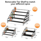 Bunoxea Spice Rack 4 Tier Kitchen Cabinet Organizer,Countertop Spice Rack,Tier Depth Adjustable Cabinet Shelf,Step Spice Organization Easy Visibility,Holds Seasoning and Condiments - size: 1 Pack