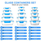 30 Pieces Glass Food Storage Containers, Meal Prep Set with Snap Locking Lids, Airtight lunch Containers, BPA-Free, Microwave, Oven, Freezer & Dishwasher Friendly,Blue - color: Blue