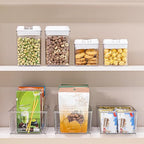 Vtopmart 6 Pack Food Storage Organizer Bins, Clear Plastic Bins for Pantry, Kitchen, Fridge, Cabinet Organization and Storage, 4 Compartment Holder Packets, Snacks, Pouches, Spice Packets - style: 6pack