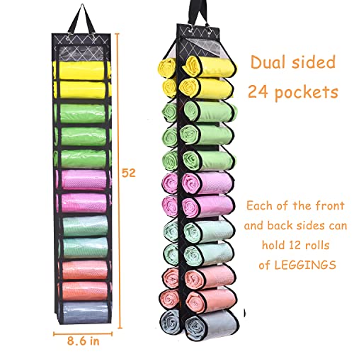 Legging Storage Bag Storage Hanger Can Holds 24 Leggings or Shirts Jeans Compartment Storage Hanger, Foldable Leggings Organizer Clothes Portable Closets Roll Holder (Color-LX) - color: Color-LX