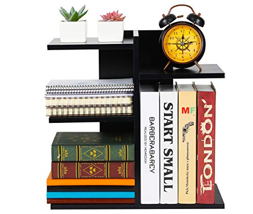 PAG Wood Desktop Shelf Small Bookshelf Desk Supplies Organizers and Accessories Storage Display Rack Office Decor for Women, Black - color: Black, size: Style 5
