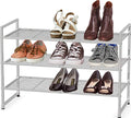 Simple Houseware 3-Tier Stackable Shoes Rack Storage Shelf, Silver - color: Silver, style: Wired Grid Panel