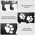 Key Holder Wall Mount & Dog Leash Holder for Wall, Metal Key Rack with 8 Hooks for Entryway/Hallway/Kitchen Decor, Dog Paws Design Wall Organizer 11.8×2.6 Inch with Screw Anchors (Black-Paws)