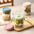 NETANY 6-pack 16 oz Overnight Oats Containers with Lids, Glass jars with Airtight Lids, Wide mouth Mason Salad jars, Glass Food Storage Containers for Snacks Yogurt Spice Sugar - color: Multicolor- 16 oz (6 Pack)