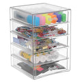 BTSKY Clear Acrylic Storage Organizer with Drawers, 5-Layer Desktop Organizer for Office Essentials, Multi-Purpose Stackable Container for Bathroom Vanity, Desk Makeup Jewelry Container Storage Box - size: 5-layer