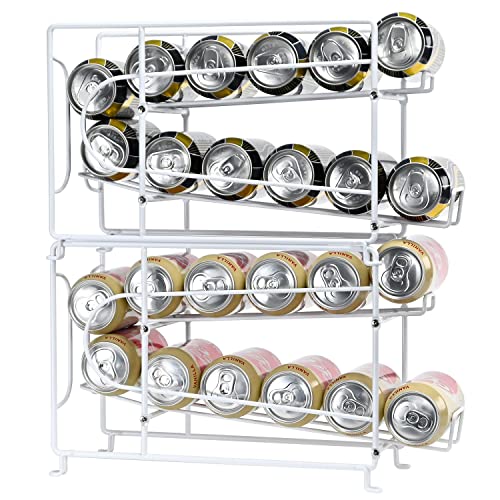 SUFAUY Beverage Can Dispneser Organizer, Stackable Shelves for Storage for Pantry, White - 2 Pack - color: White, size: 16.5"L X 5.8"D X 9.7"