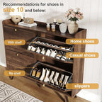 Decofy 47.2” Shoe Cabinet with 4 flip-Down Drawers, Three Adjustable Levels, freestanding Wooden Shoe Rack, Suitable for entryway, Hallway, and Living Room (Walnut) - size: 4 Flip-Down