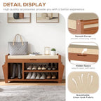 oakvivo 39.4in Shoe Bench with 2 Side Holder, 3 Tier Bamboo Entryway Bench with Storage, Shoe Rack Bench Organizer with Cushion for Entryway Hallway Living Room, Holds up to 330lbs - size: 39.4 inch