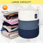 COMSE Extra Large Blanket Basket, Tall Woven Storage Basket, Nursery Hamper, 15.7”x 21.7”, Cotton Rope Laundry Hamper for Toys Clothes Towels, White/Cadet Blue/Navy Blue - color: White & Cadet Blue & Navy Blue