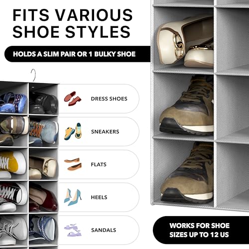 Simple Houseware 20 Section Shelves Hanging Shoes Organizer Holder for Closet, Gray - color: Grey
