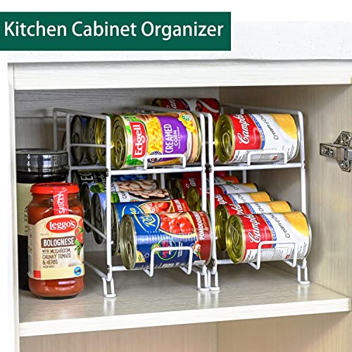 SUFAUY Beverage Can Dispneser Organizer, Stackable Shelves for Storage for Pantry, White - 2 Pack - color: White, size: 16.5"L X 5.8"D X 9.7"
