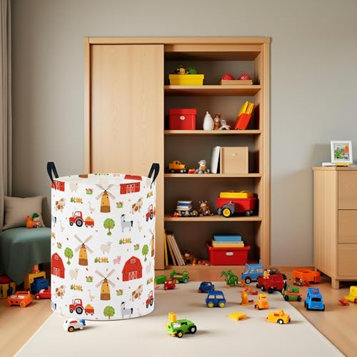 Baby Laundry Basket Baby Nursery Hamper Kids Laundry Basket Toy Storage Bin for Boys Room Decor Gift Baskets for Bedroom Bathroom(Farm) - color: Farm