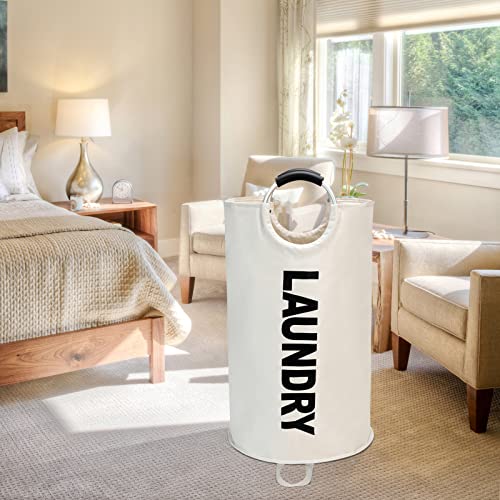 Maxsilan 90L Large Laundry Basket, Freestanding Tall Clothes Hamper, Collapsible Laundry Bag, Beige - color: Beige, size: 90L