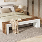 Tribesigns 71" Extra Long Entryway Bench, Modern Farmhouse Shoe Bench Wooden Indoor Seating with Layered Design for Hallway, End of Bed, Living Room, Sofa Back, Dining Room, Rustic Brown & White - color: Rustic Brown & White
