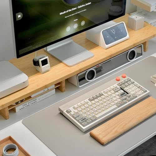 Bamboo Dual Monitor Stand Riser Natural, 2-Tier Desk Monitor Riser for 2 Monitors, Supports for PC Computer Monitor, Printer, Heavy TV Riser up to 300 lbs - color: Natural