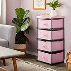 Juvale 4-Tier Dresser for Bedroom - 16.5 x 13 x 33 in, Pink, Modern - Closet Dresser with 4 Fabric Drawers for Clothes & Bedroom Storage - color: Pink