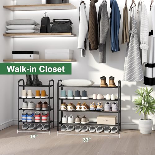 kiplant Long Shoe Rack, 4-Tier Expandable Metal Shoe Shelf, Shoe Rack for Closet, Entryway & Hallway - color: Black, size: 4-Tier_Long