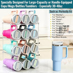 Design for Stanley 40 OZ & Large Bottles & Tumblers with Handle, Acrylic Water Bottle Organizer - Stackable Clear Wine Rack, Cup Holder for Home Kitchen Pantry Shelf Countertop Cabinet, 4 Tier Hold 12 - size: 4 Tier for 12
