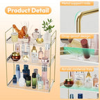 Bathroom Countertop Organizer, 3 Tier Acrylic Tray Vanity Counter Skincare Organizer Shelf, Kitchen Under Sink Standing Rack, Home Storage Holder for Lotion Makeup Cosmetics Perfume Spice, Gold | Vanity Counter, Kitchen Under Sink, Home Storage Holder, fo