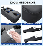 Upgraded Car Cup Holder with Dual Secure Straps, Back Seat Cup Holder for Car, PU Leather Truck Cup Holder, Boat Tray Organizer for Trucks, Minivans, SUVs, RVs, Holds Coffee, Snacks, Cell Phone - color: Dual Secure Straps