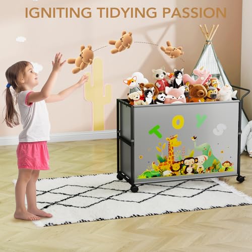 BBLIKE Toy Box for Kids - 200L Extra Large Toy Chest Storage with Wheels for Boys and Girls, Toy Organizer Bin for Stuffed Animals, Toy Basket for Bedroom, Nursery, Living Room, Playroom, Gray - color: Grey
