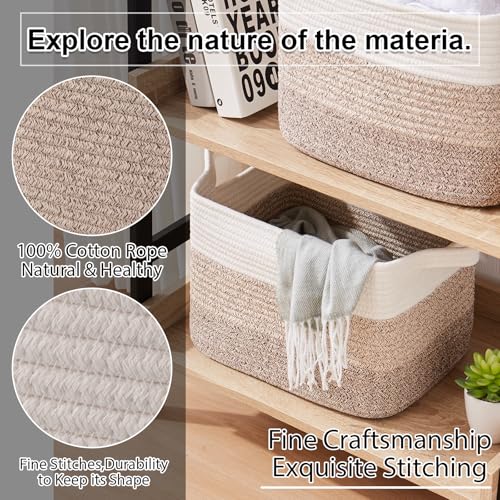 OIAHOMY Storage Basket, Woven Baskets for Storage, Cotton Rope Basket for toys,Towel Baskets for Bathroom - Pack of 3, Gradient Yellow - color: Gradient Yellow, size: 3 pcs-13”x9.9”x8.7”