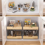 Sikarou Pull Out Cabinet Organizer,Heavy-Duty Slide Out Shelf, Wood and Wire Basket, Pull Out Drawer for for Kitchen Under Sink Space, Pantry, Bathroom, 2 Tie 14 * 21 in - size: 2-TIE 14*21 WM