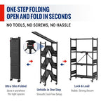 WORKPRO 4-Tier Folding Shelf, No-Assembly Metal Storage Rack with Wheels, 600 lbs Capacity (with Leveling Feet), Collapsible Shelving Unit for Kitchen, Pantry, Bathroom & Closet Organization - size: 4-Tier