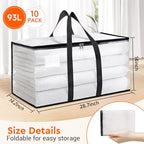 BlissTotes Clear Moving Bags Heavy Duty, 93L Extra Large Storage Bags with Zipper & Reinforced Handles, Waterproof PP Moving Totes for Clothes, Bedding, Comforters, Space Saving Storage (8 Pack) - size: 93L