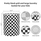 Large Foldable Laundry Basket Organizer Holder portable tall collapsible laundry hamper nusery Storage Basket Bin with Handles (Waterproof Lining, Black Racing Flag) - color: Black racing flag