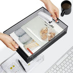 Neudeco Desk Drawer Organizer with 6 Adjustable Dividers, Metal Mesh Pen Organizer for Desk Drawer, Office Supplies Tray (Pack of 4, Black)